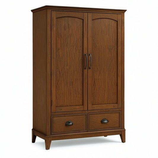 Kleiderschrank im Landhausstil, Dunkelbraun, 100 x 50 x 180 cm, 2 Türen und 2 Schubladen