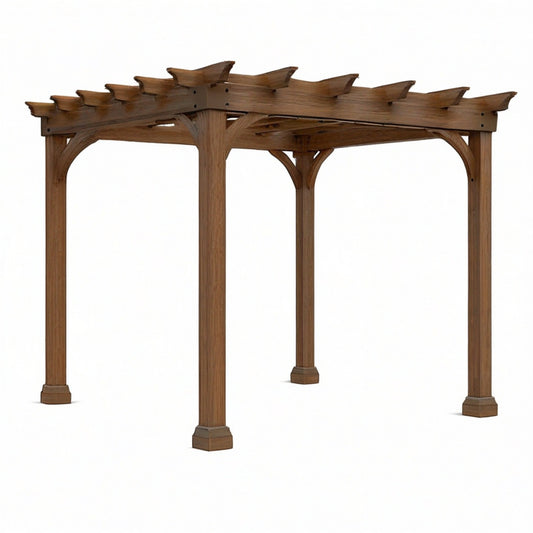 Freistehende Holzpergola 366 x 305 x 244 cm, Braun und Schwarz